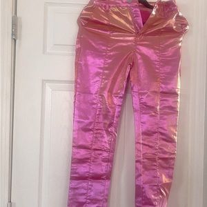 Pink wax feel metallic pants